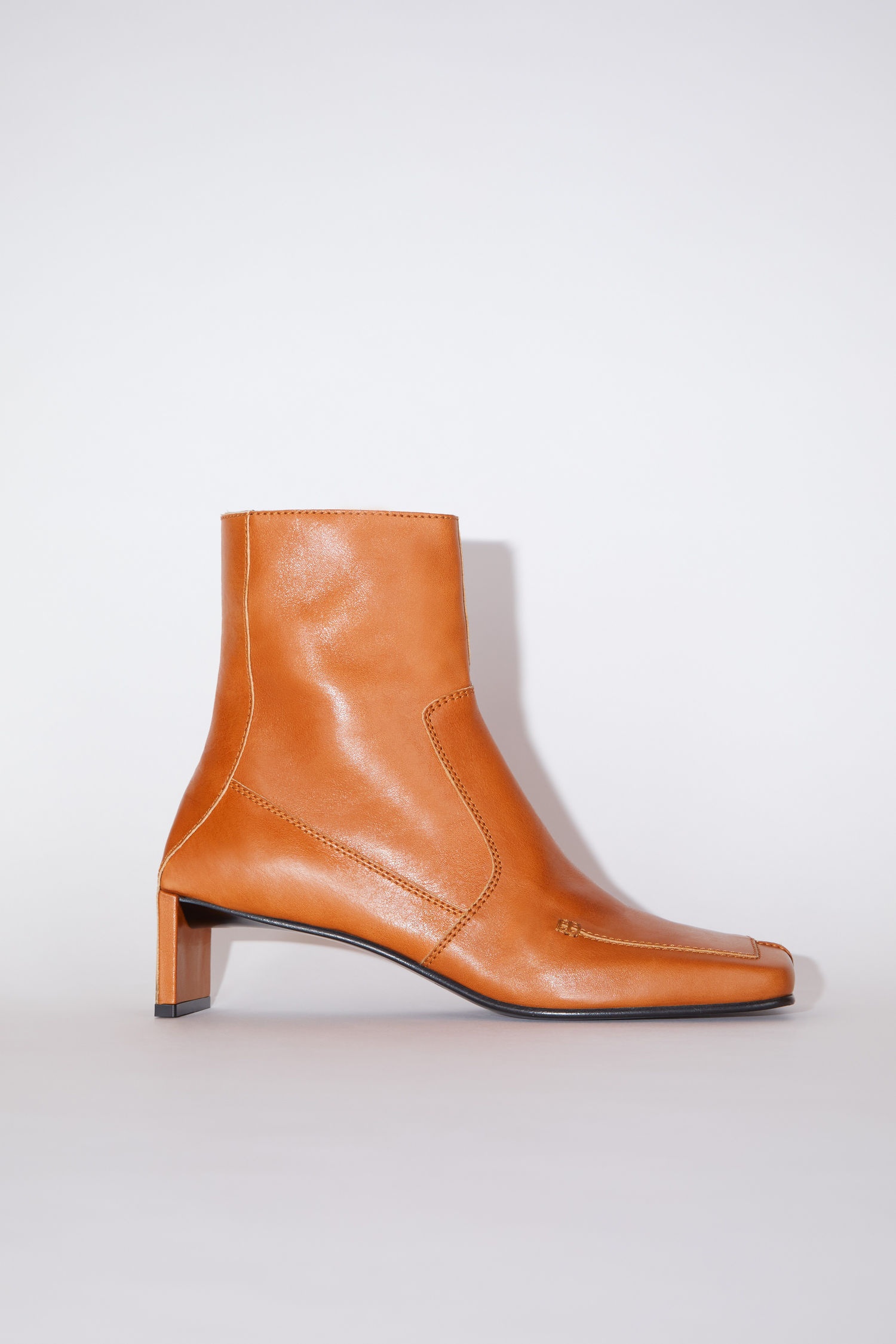Leather ankle boots - Cognac brown - 1
