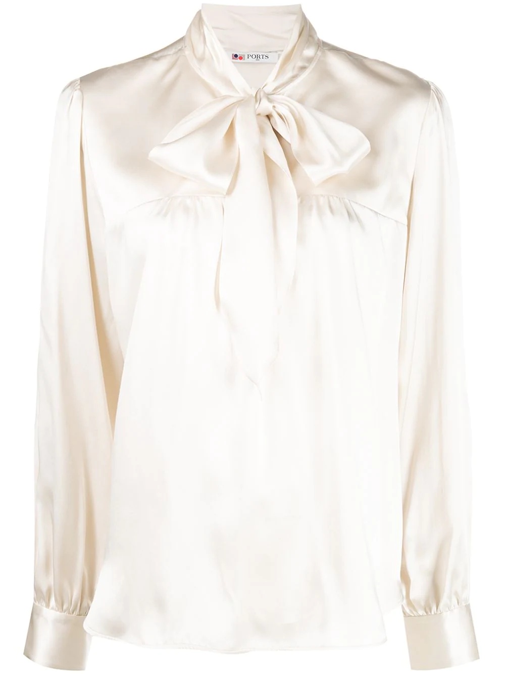 tie neck silk blouse - 1