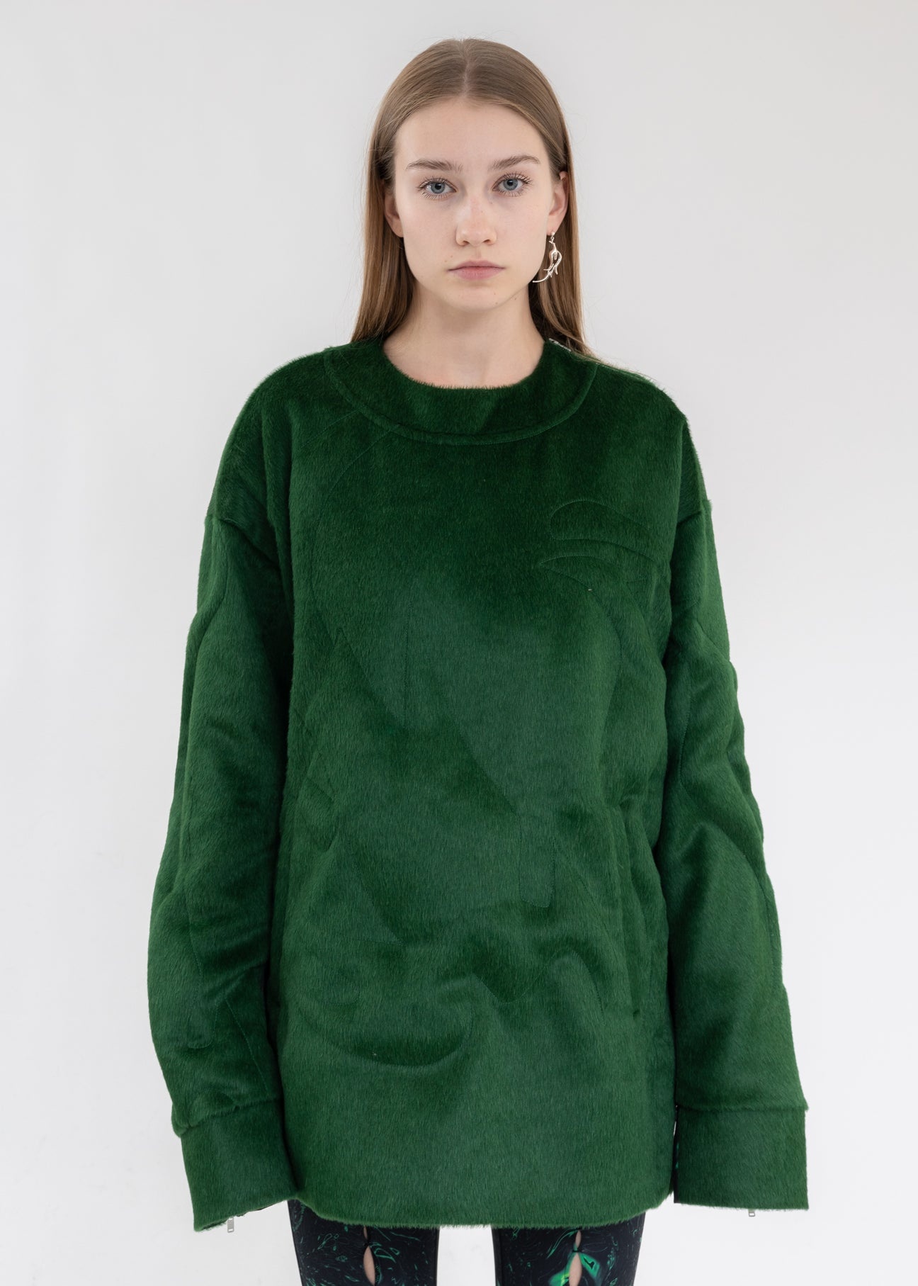 Green 3D STRUCTURE SWEATER - 1