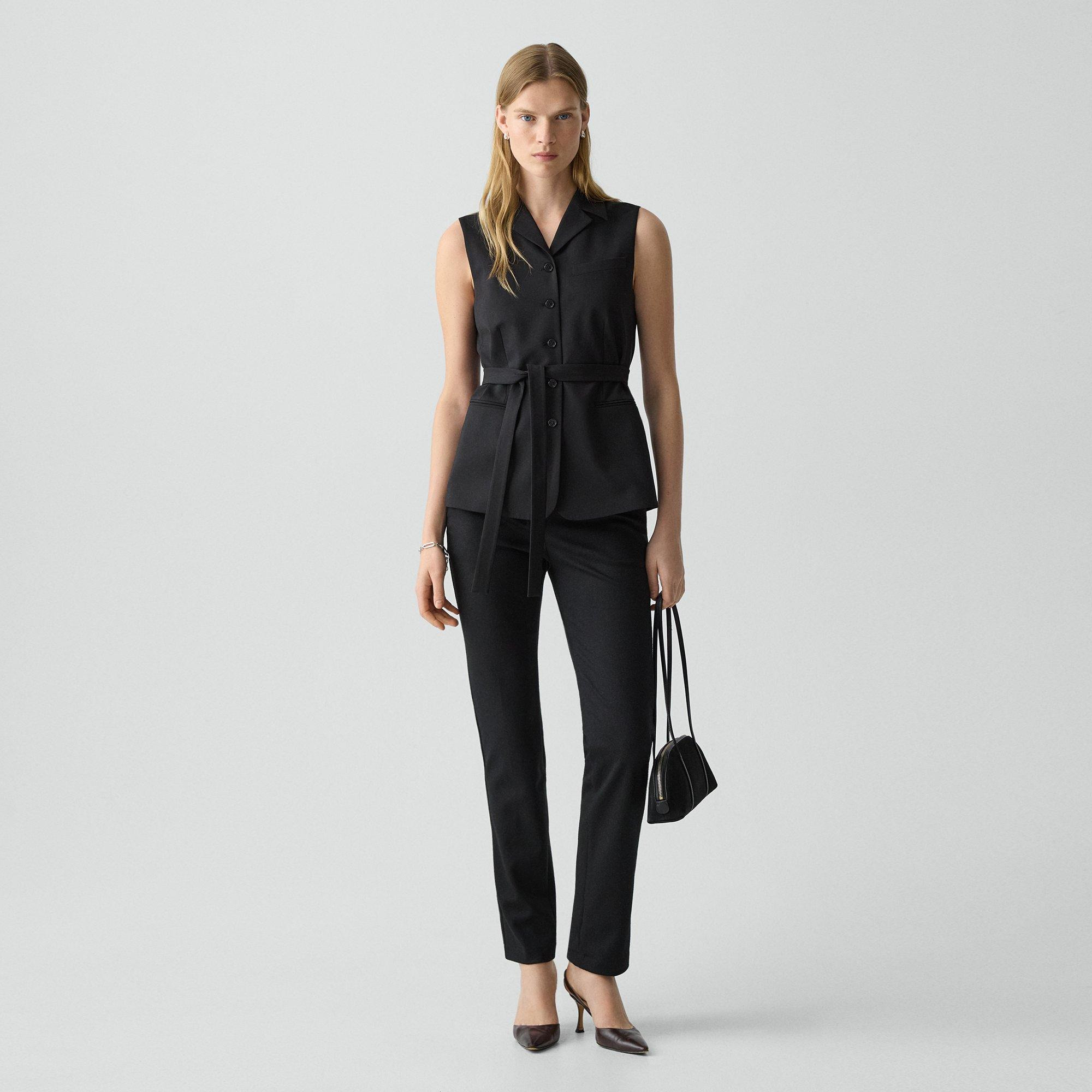 Tie Waist Vest in Good Wool - 6