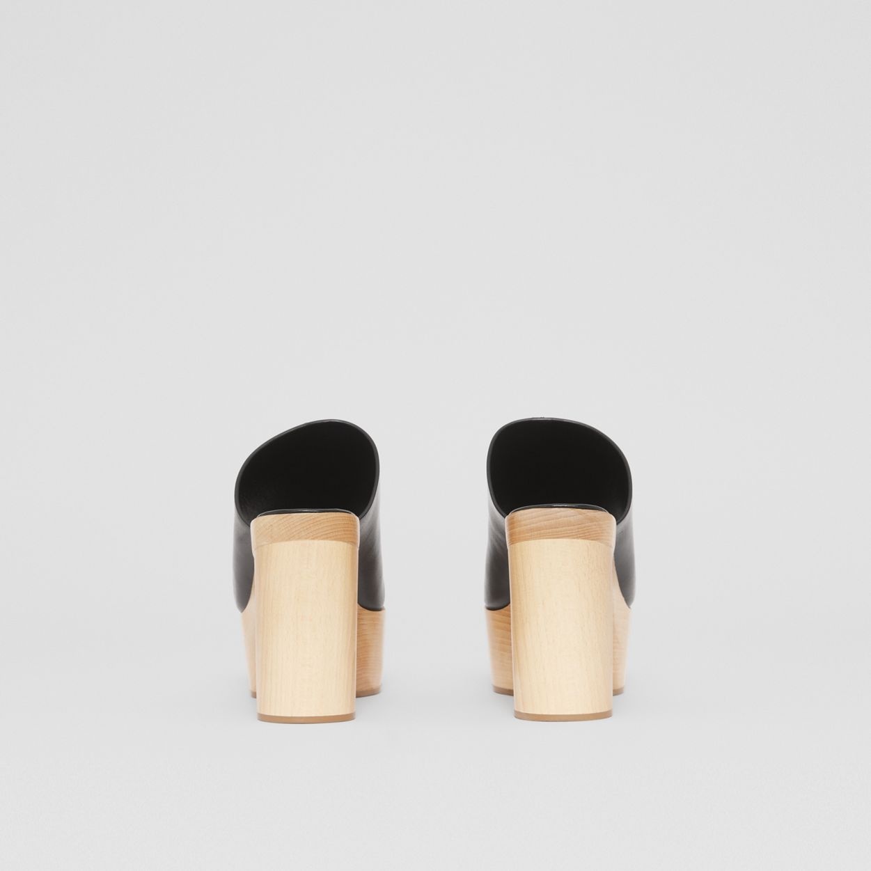 Leather and Beechwood Platform Mules - 6
