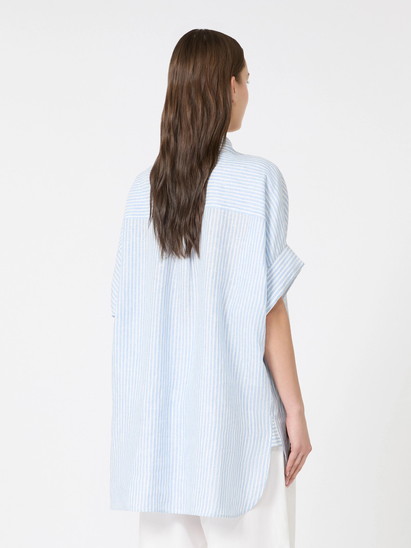 VERVE Printed linen canvas shirt - LIGHT BLUE 4