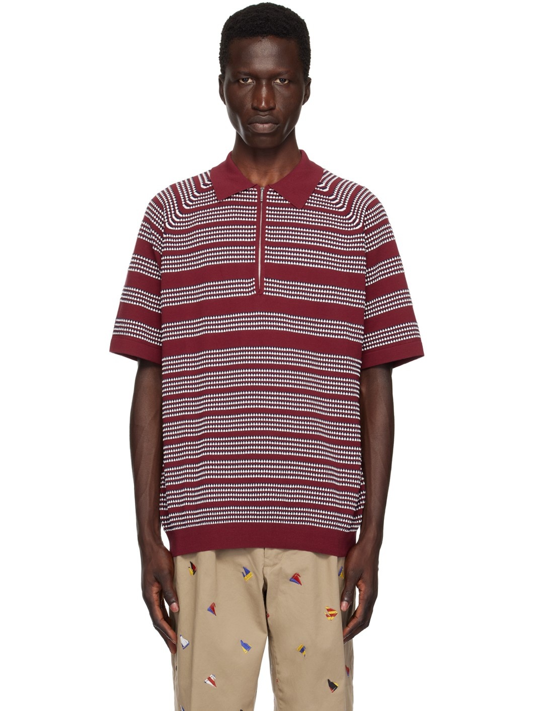 Red Jacquard Polo - 1