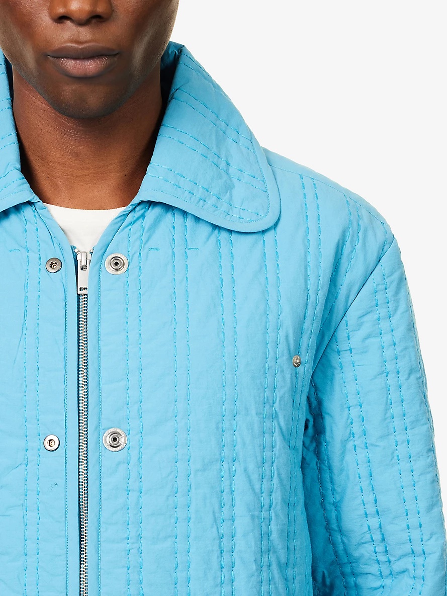 Popper-embellished quilted cotton jacket - 5
