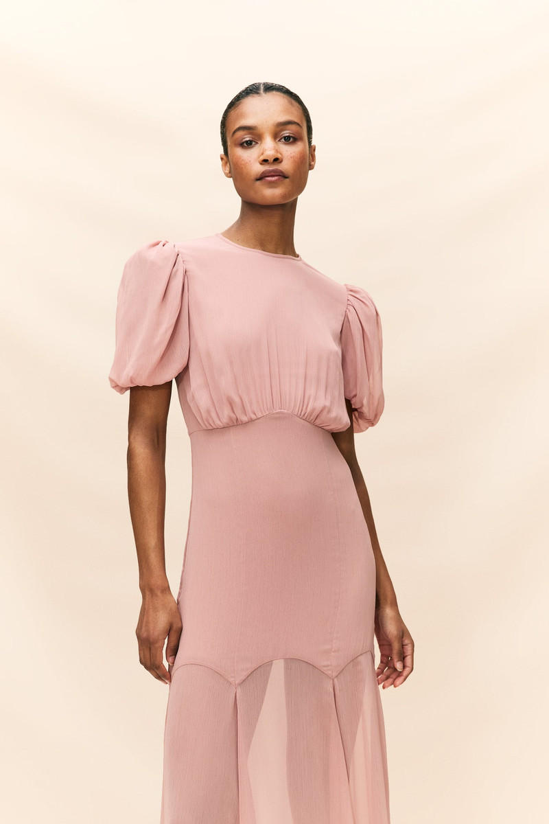 De La Vali AGUA MAXI DRESS IN BLUSH CRINKLE CHIFFON outlook