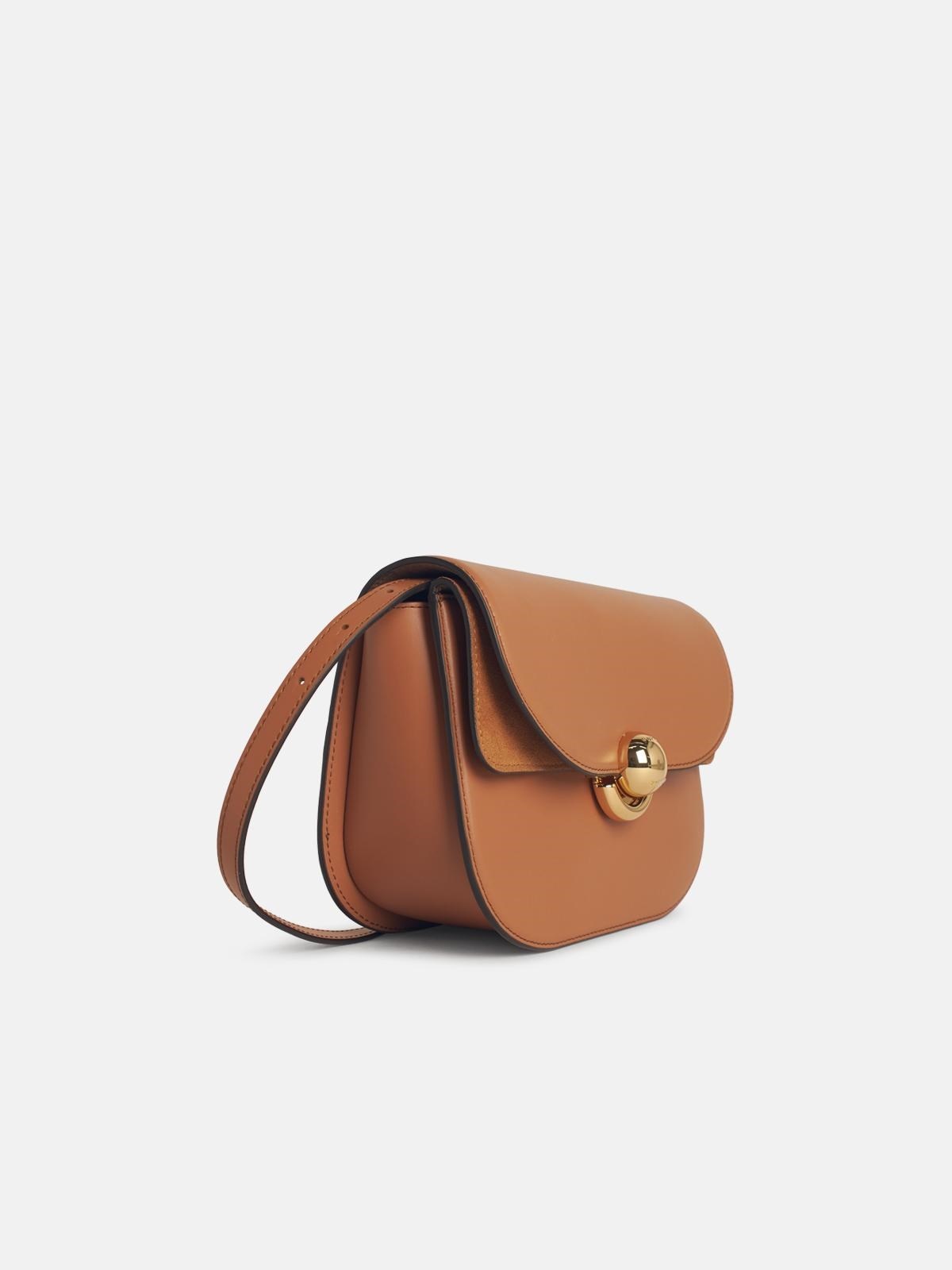 'SFERA' SMALL BROWN LEATHER CROSSBODY BAG - 2