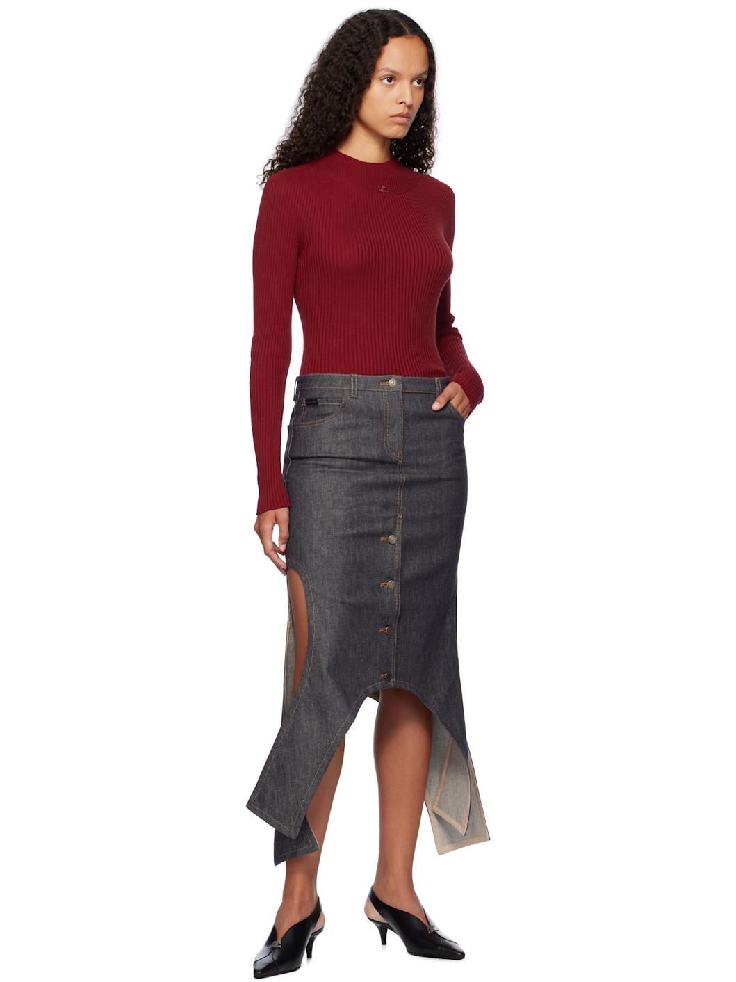 Red Long Sleeved Solar Sweater - 5