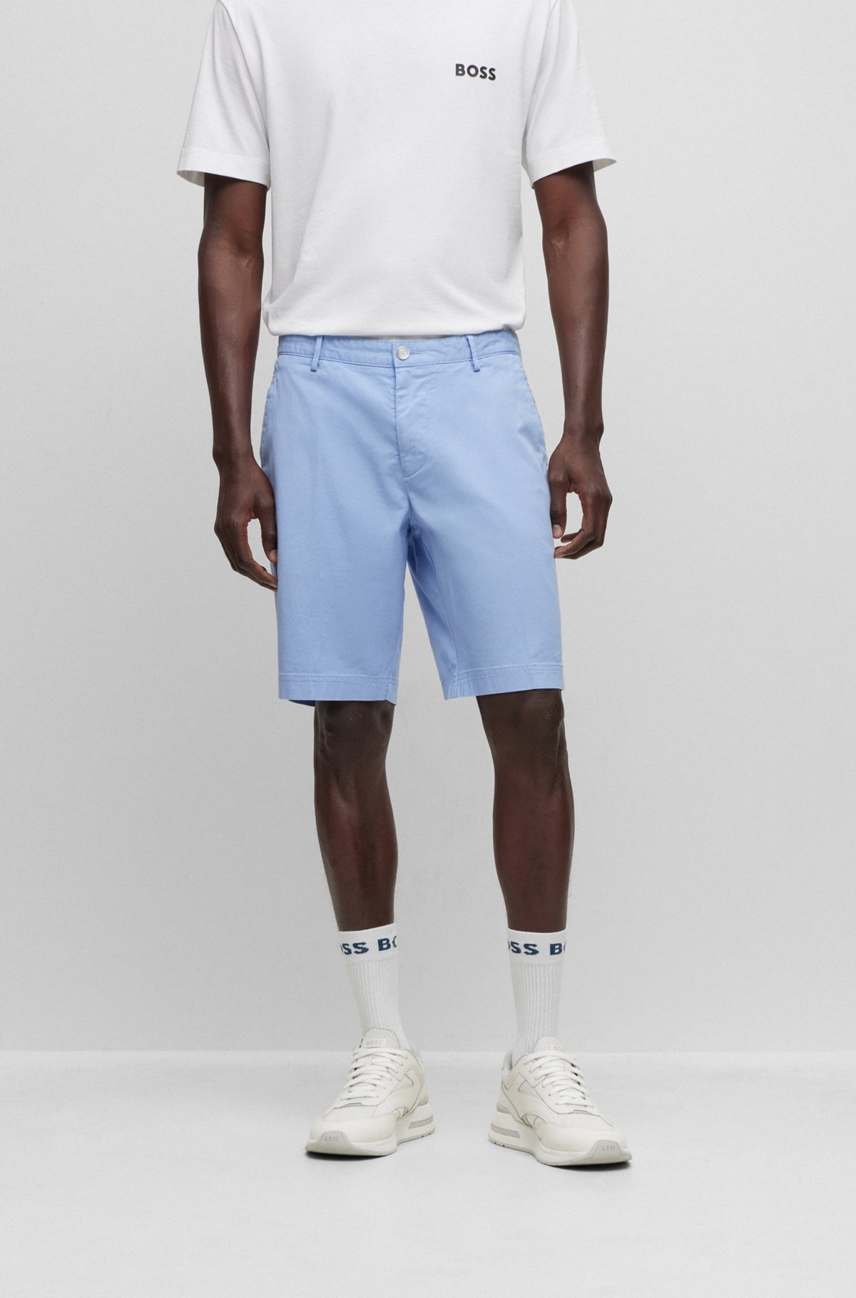 SLIM-FIT SHORTS IN STRETCH-COTTON GABARDINE - 2