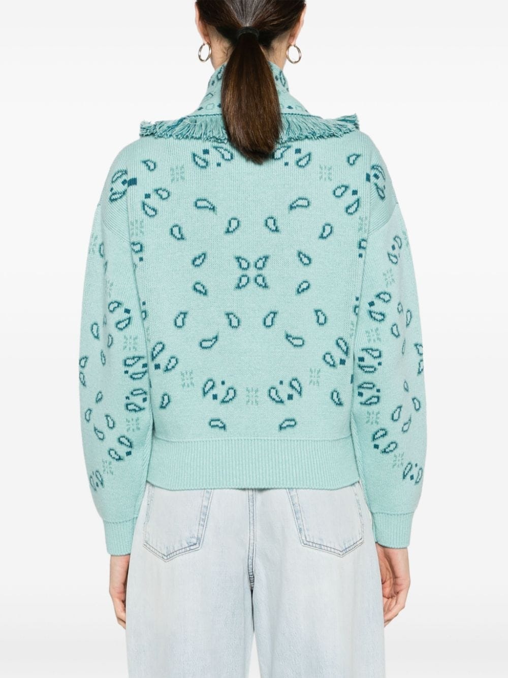 bandana-jacquard bomber cardigan - 4