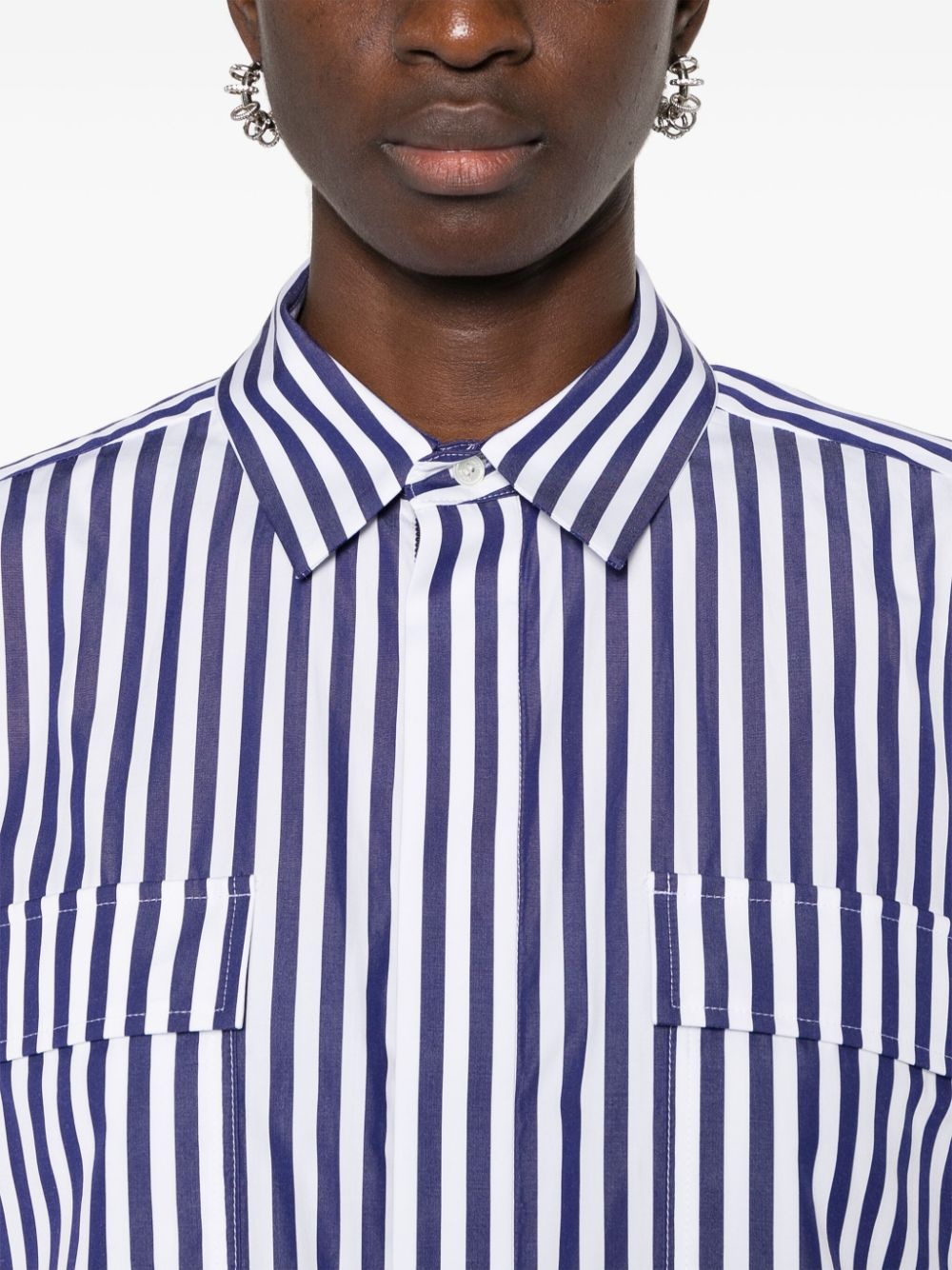 striped cotton cropped blouse - 5