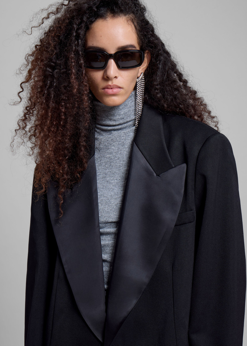 Halle Satin Collar Blazer - Black 8