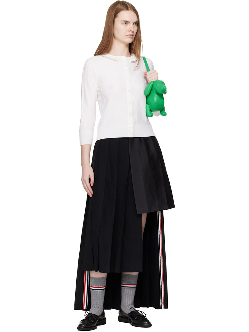 Thom Browne White Bobble Stitch 3/4 Sleeve Cardigan outlook