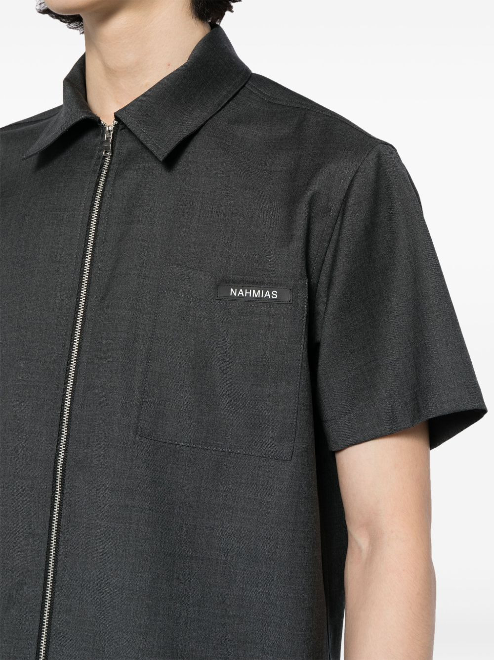 zip-fastening wool shirt - 6