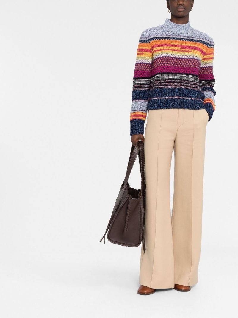 striped mock neck jumper - 4