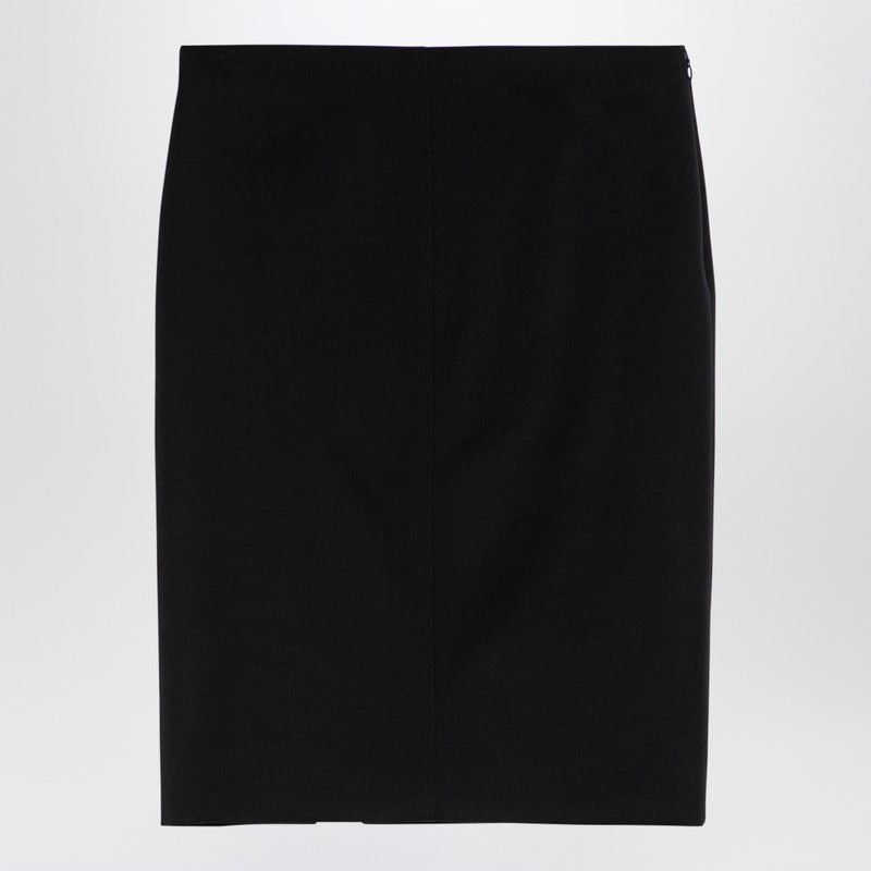 BLACK WOOL SKIRT WITH METAL BUTTON 4G - 2