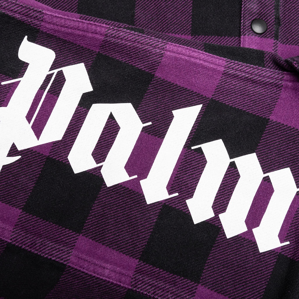 PALM ANGELS CLASSIC LOGO OVERSHIRT - PURPLE/WHITE - 4