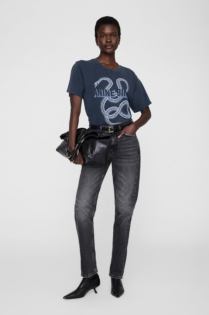 ANINE BING Lili Tee Snake - Washed Black outlook