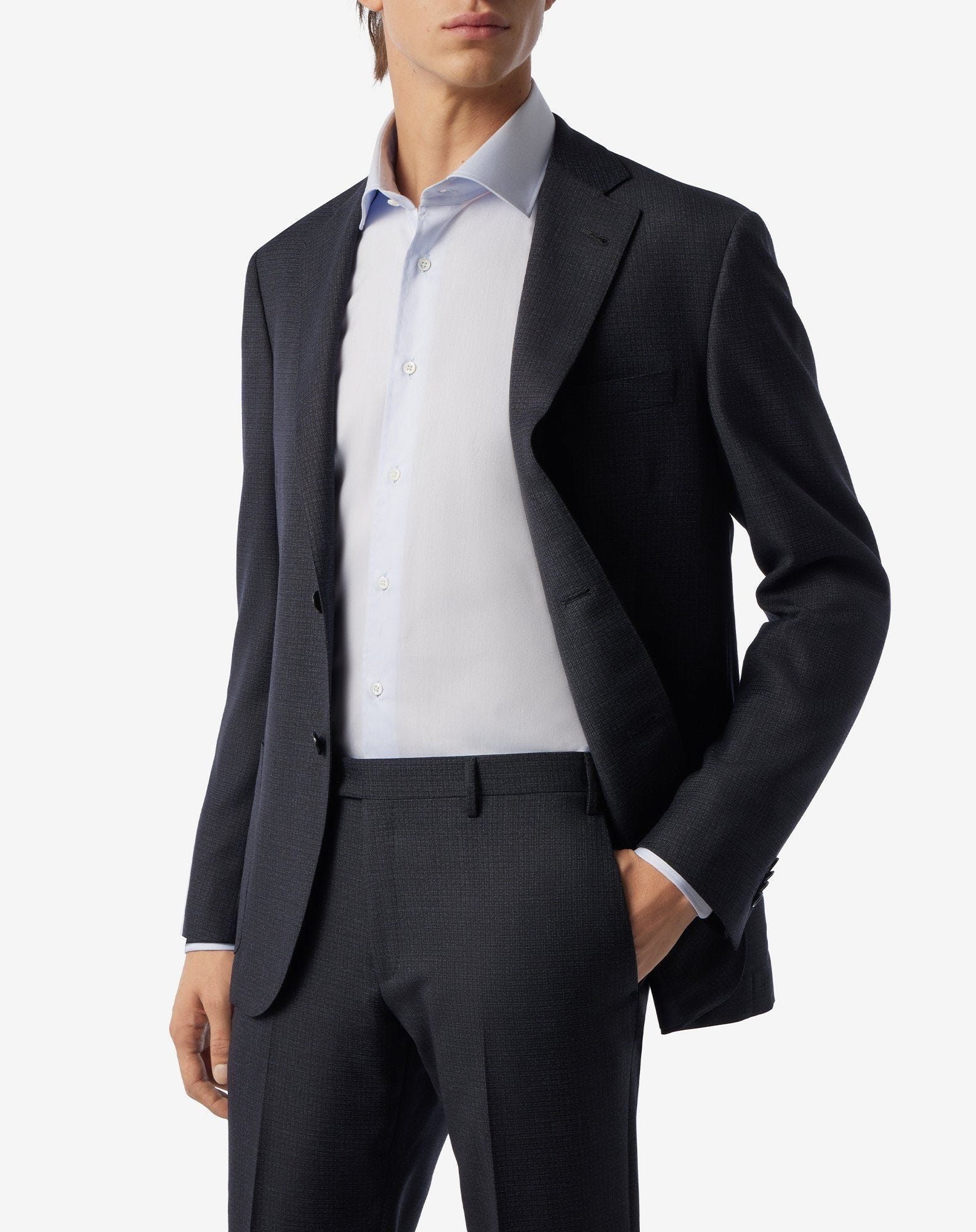 Blue S130's wool twill suit with micropattern - 5