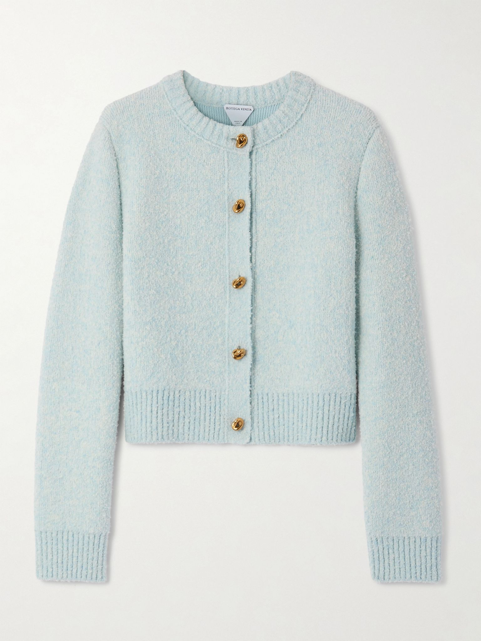 Wool-blend bouclé cardigan Light blue - 1