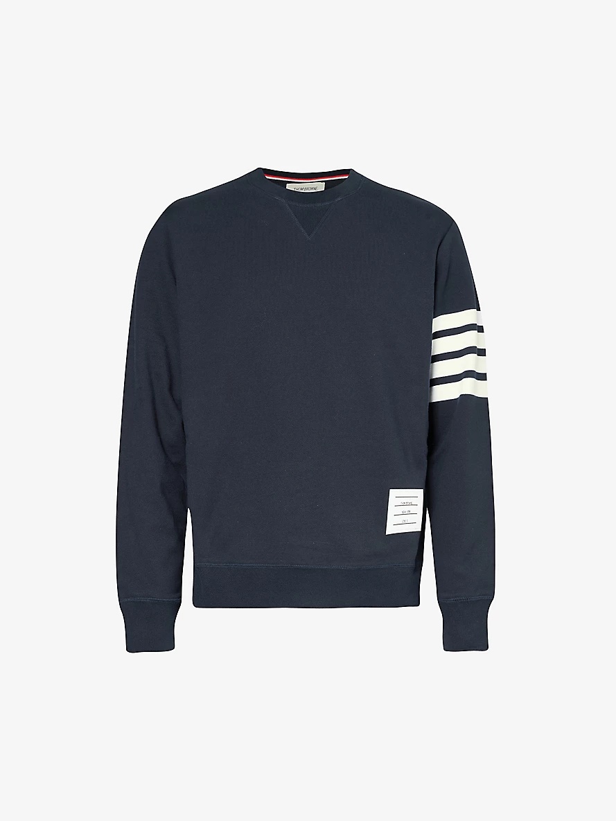 Classic brand-stripe cotton-jersey sweatshirt - 1