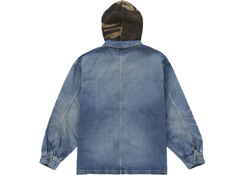 Supreme Supreme Worn Hooded Chore Coat Denim outlook