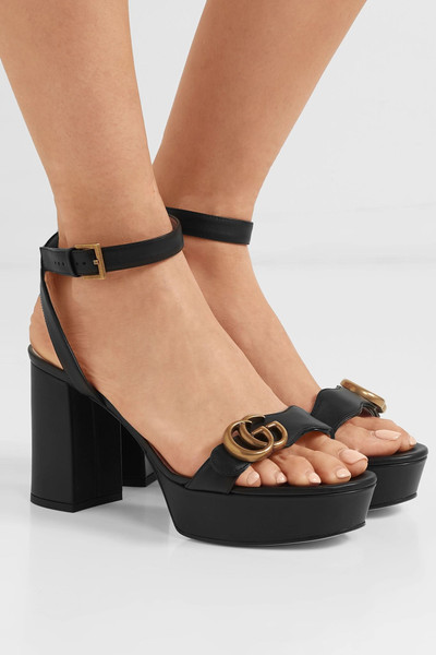 GUCCI Marmont logo-embellished leather platform sandals outlook