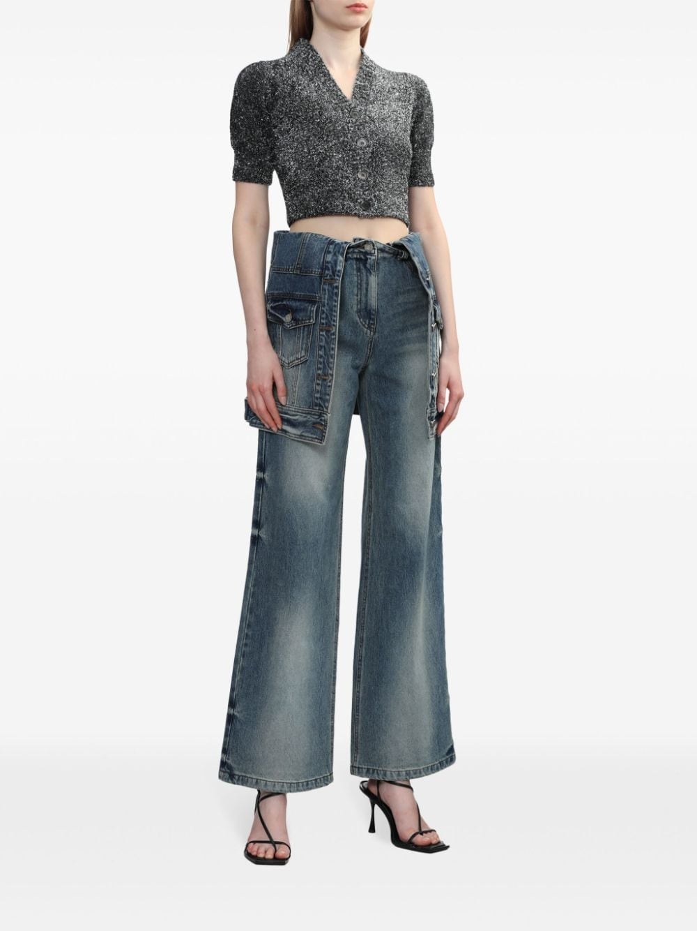 layered panelled jeans - 2