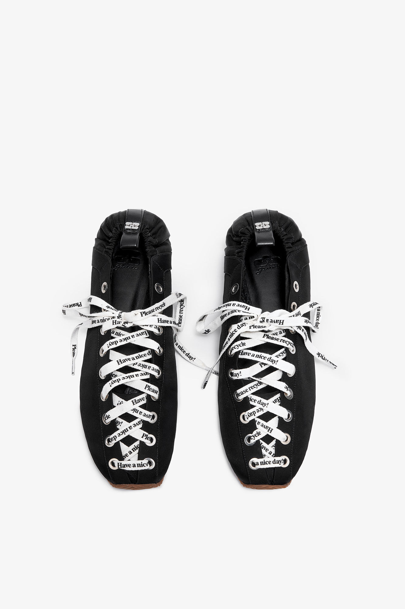 LACE UP SPORTY BALLERINA IN BLACK - 3