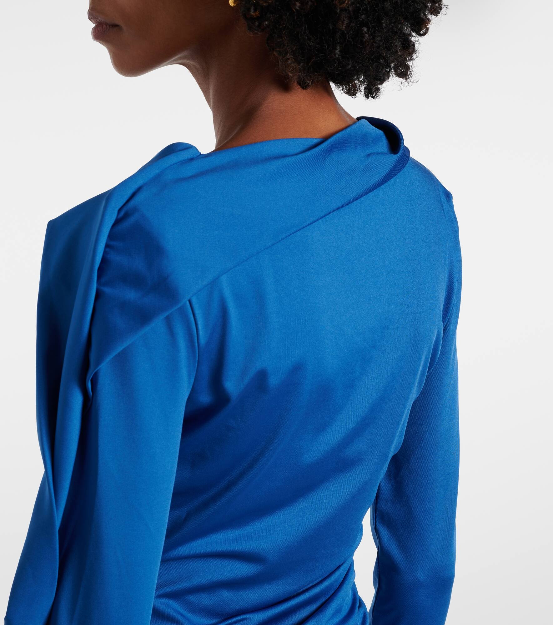 Ruched asymmetric jersey top - 6