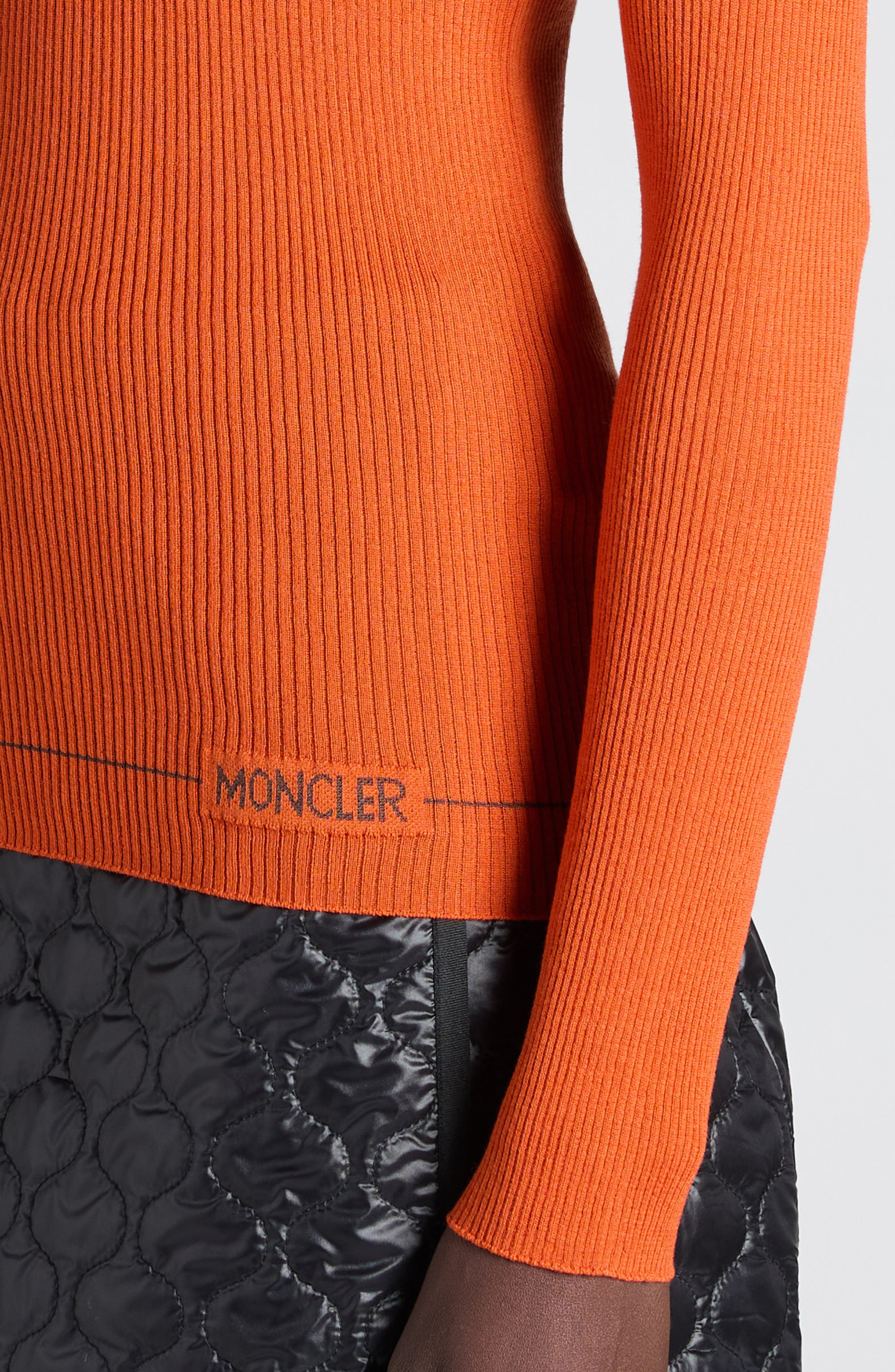 Moncler Virgin Wool Turtleneck Sweater in Vibrant Orange at Nordstrom - 4