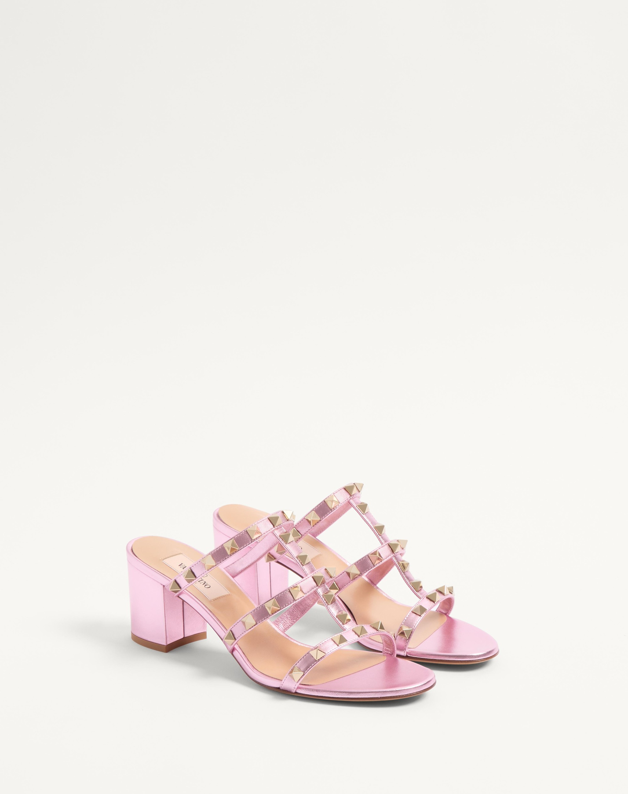 ROCKSTUD SLIDE SANDAL IN LAMINATED NAPPA 60MM - 2