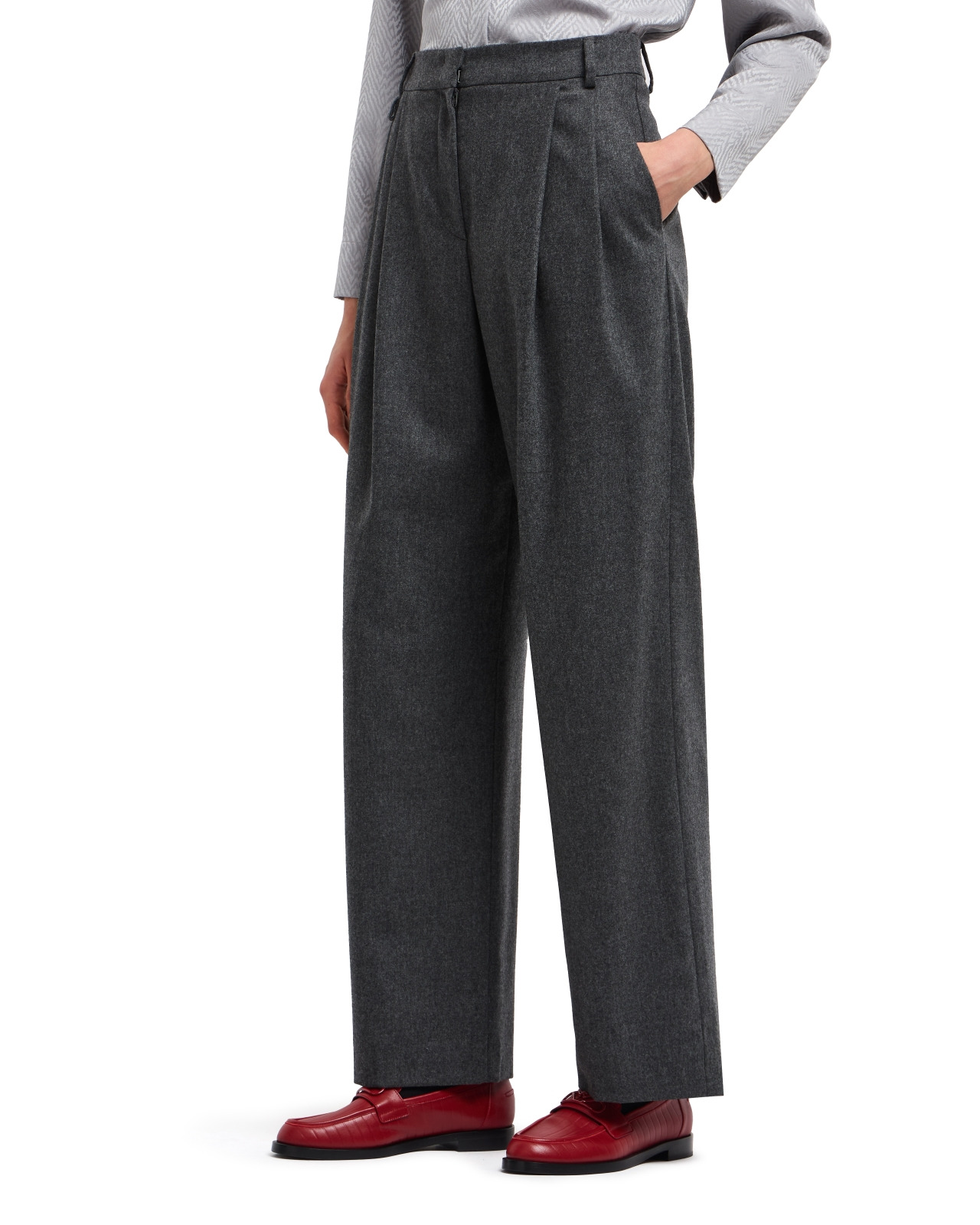 ICON WOOL FLANNEL TROUSERS WITH PLEATS - 4