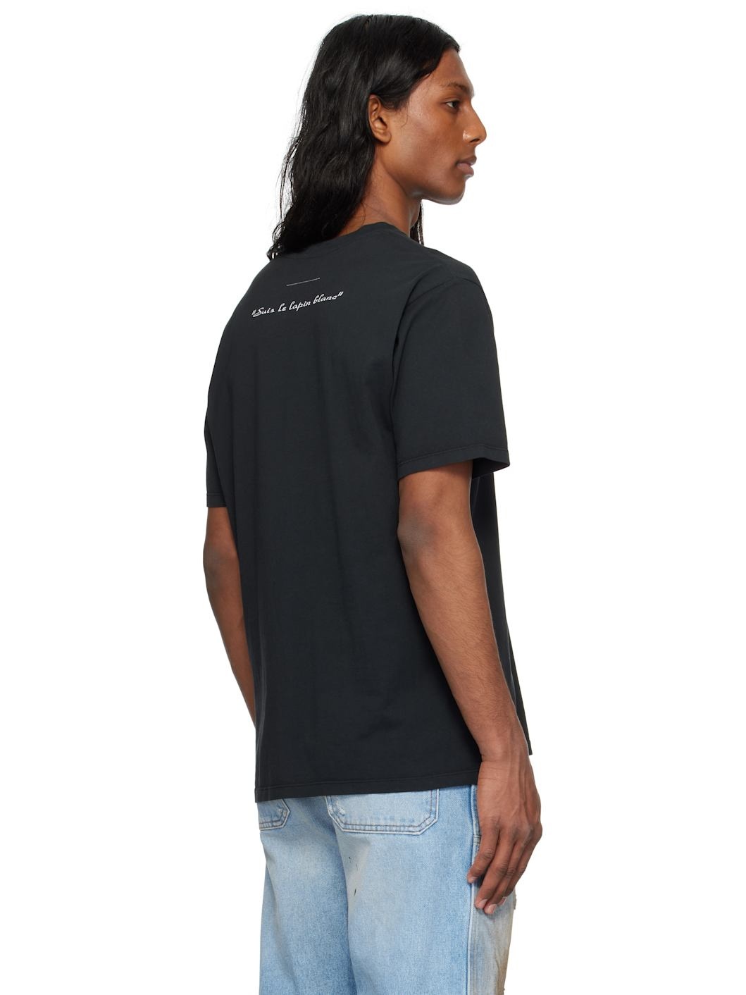 Black 'Suis le lapin blanc' T-shirt - 3