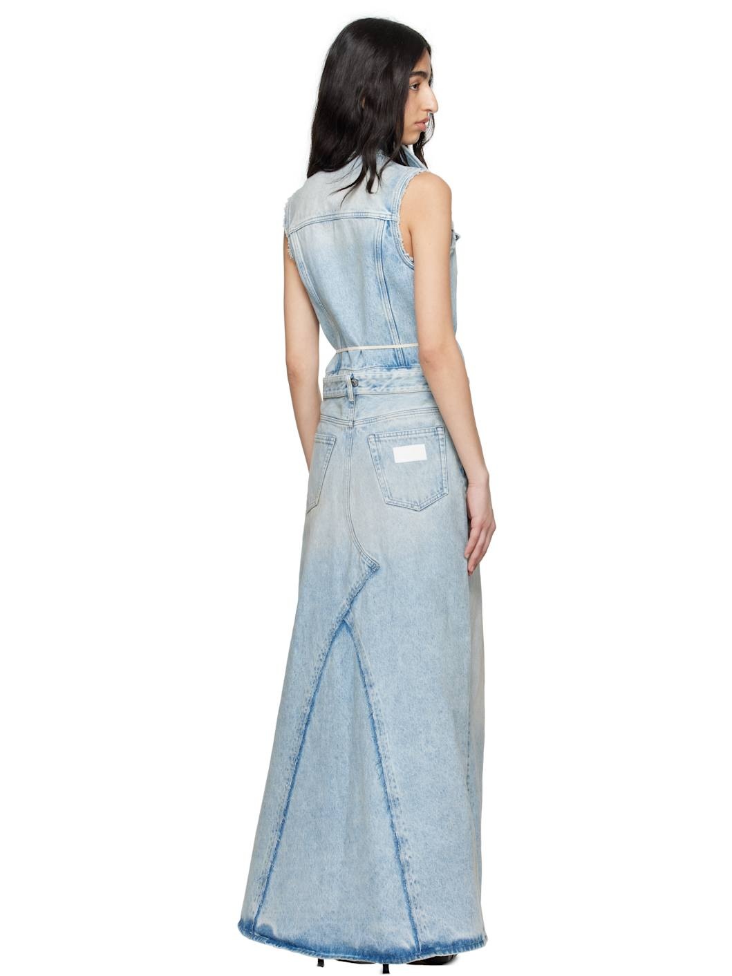 Blue Paneled Denim Maxi Dress - 3