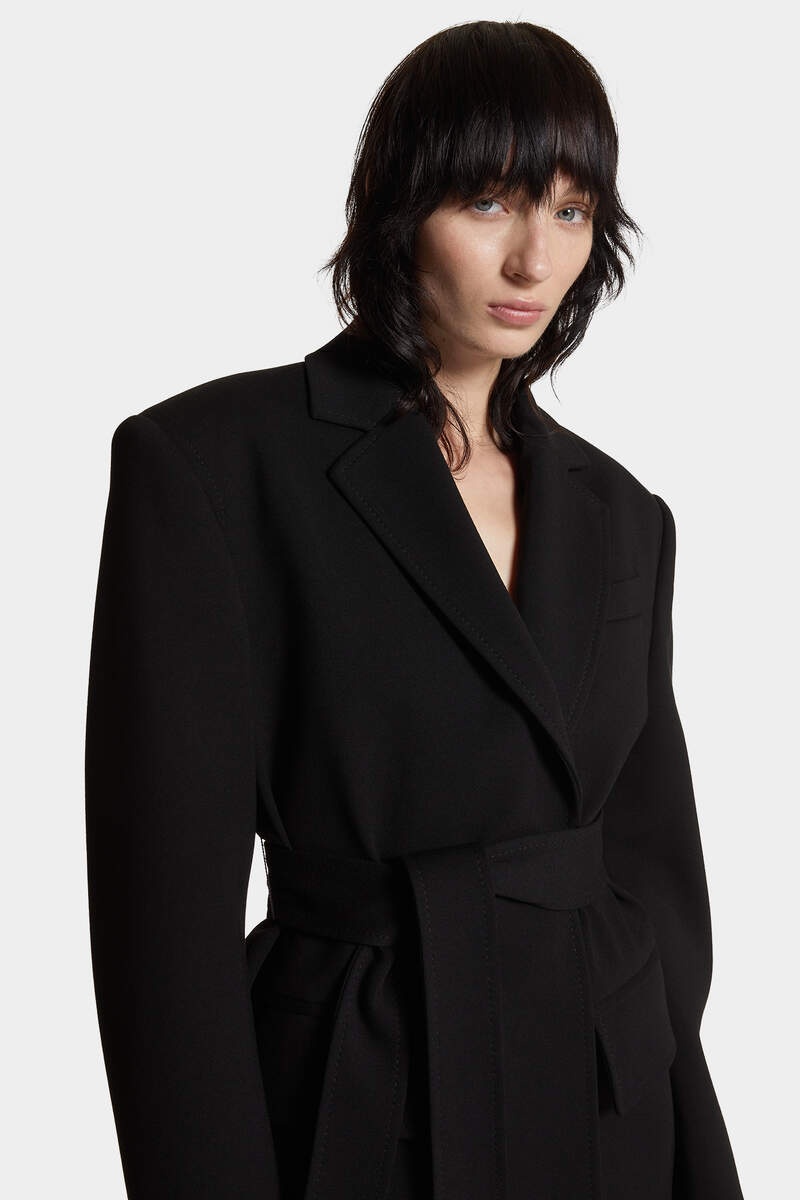 JERSEY WAIST TIE COAT - 5