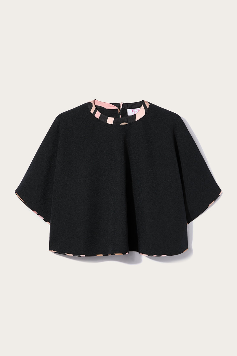 CAPE BLOUSE WITH PRINTED DETAILS 1