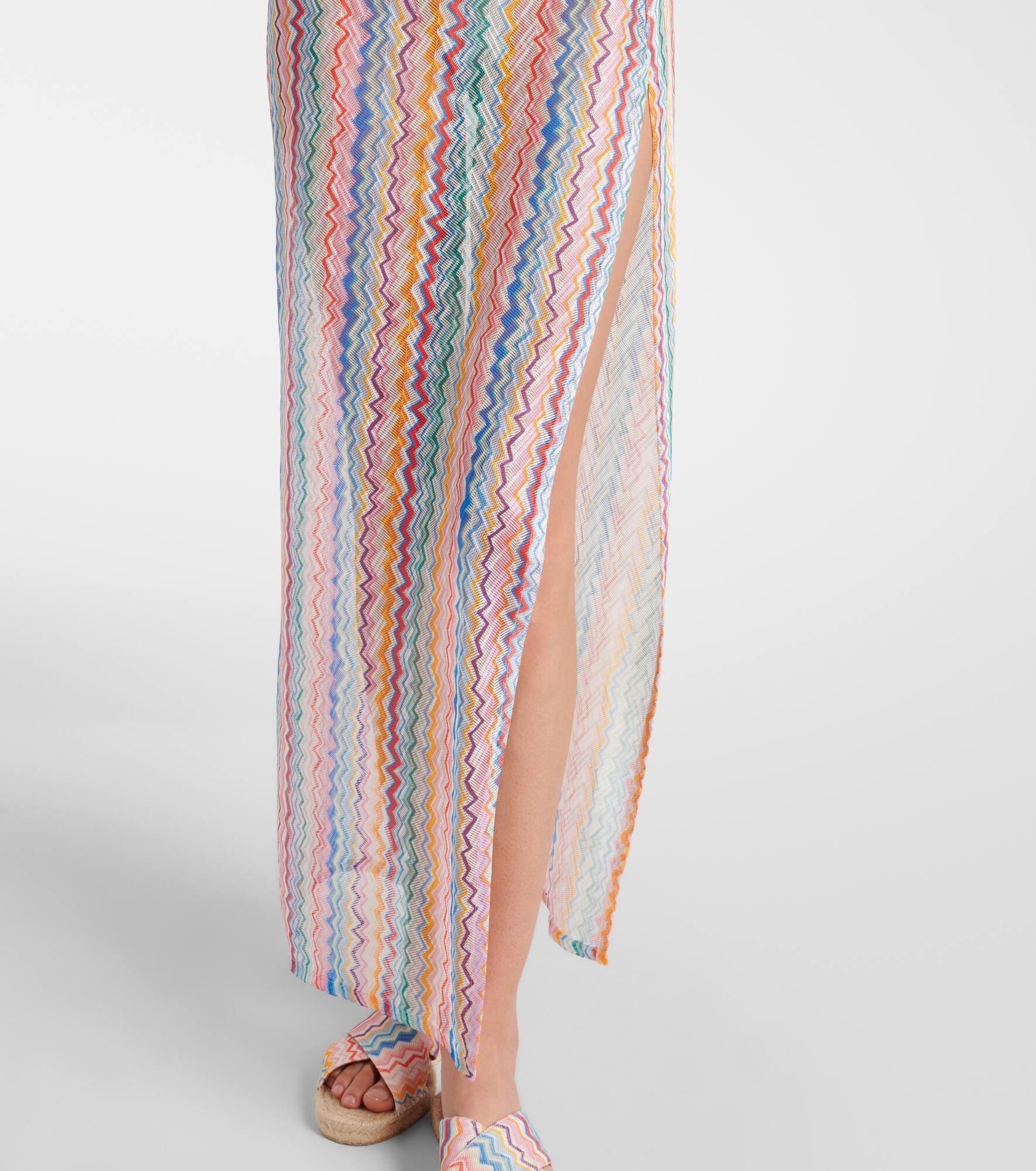 Zigzag semi-sheer one-shoulder maxi dress - 5