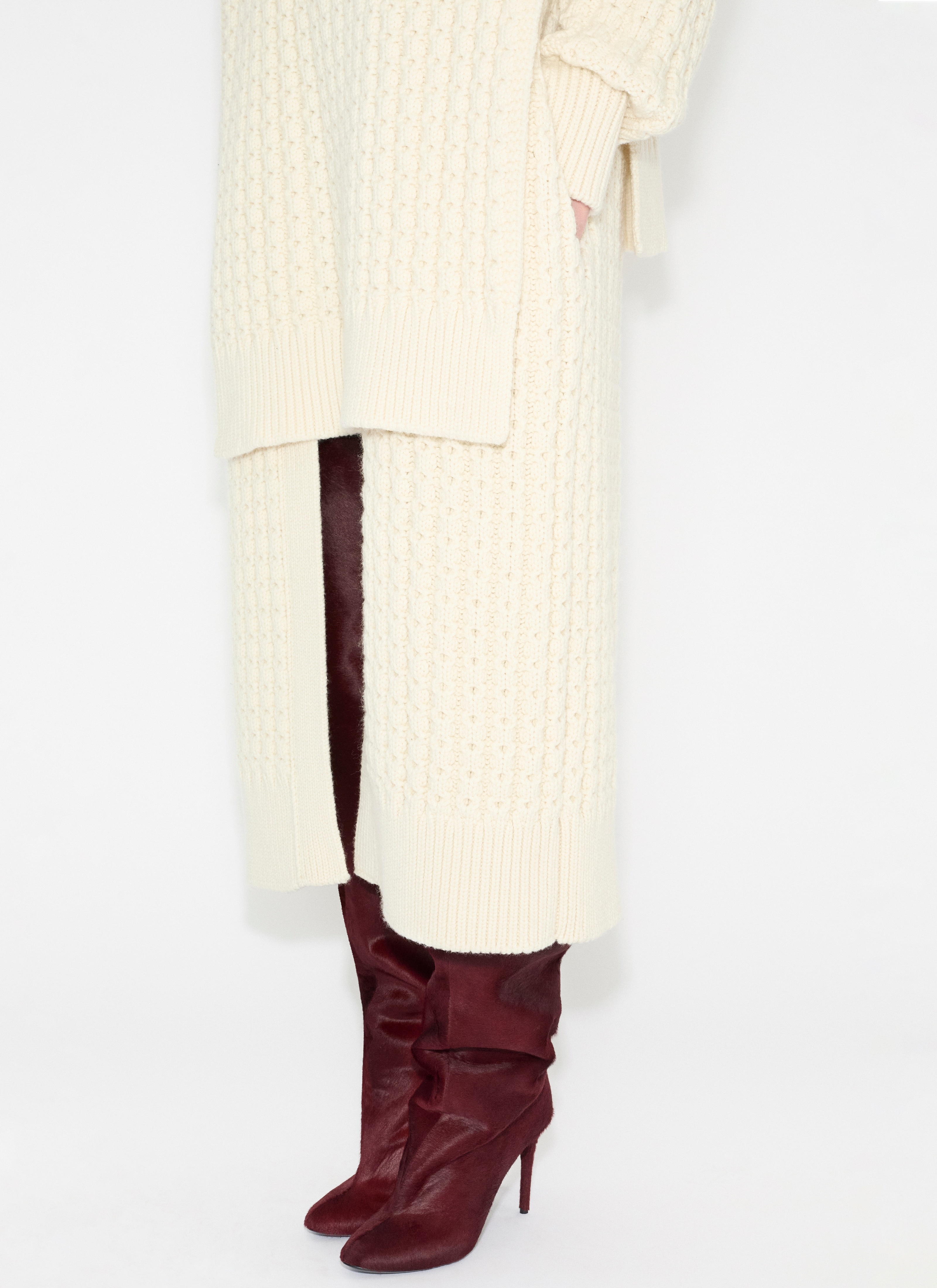 LONG HONEYCOMB WOOL CARDIGAN - 5