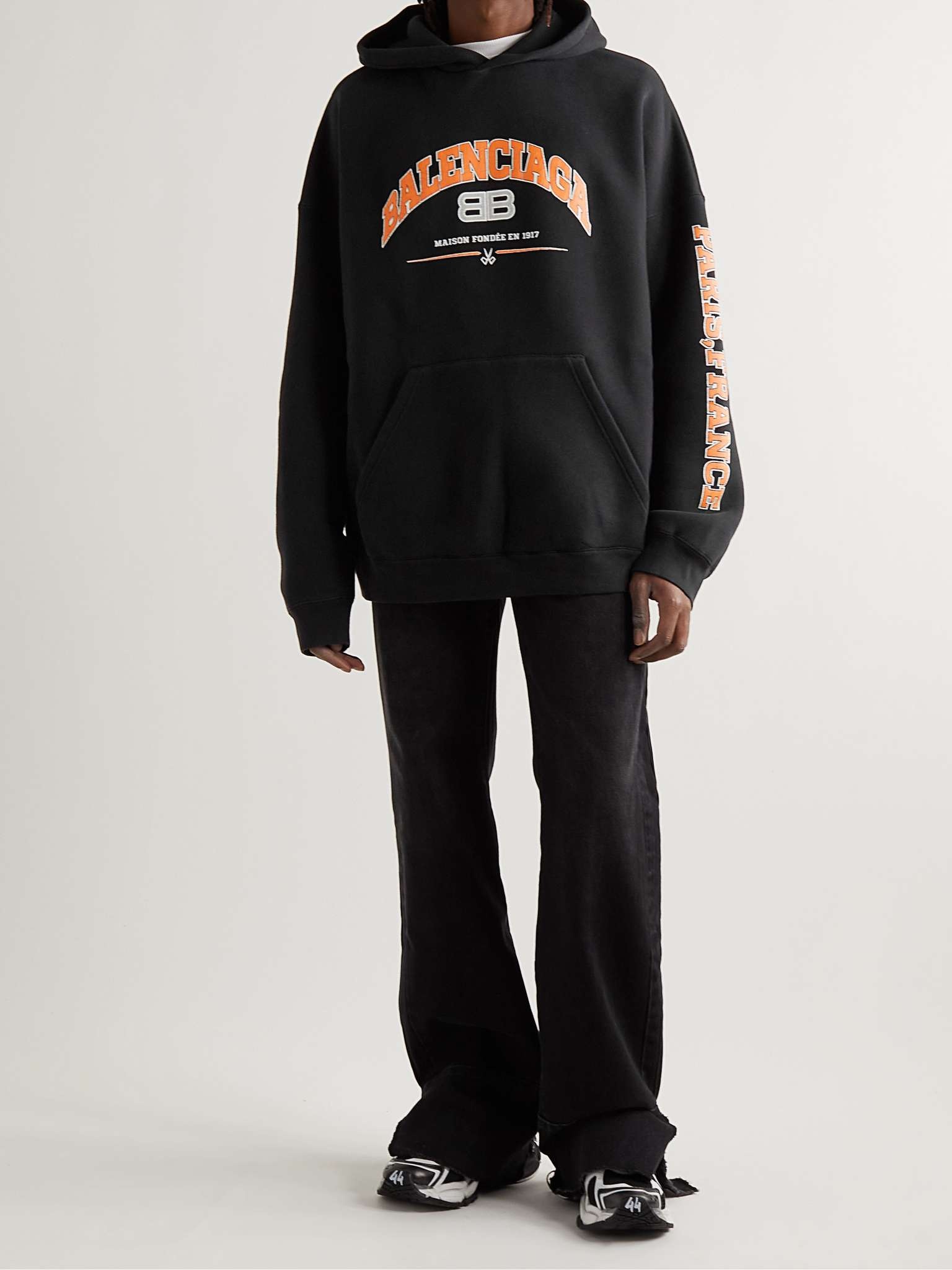 Oversized Logo-Print Cotton-Blend Jersey Hoodie