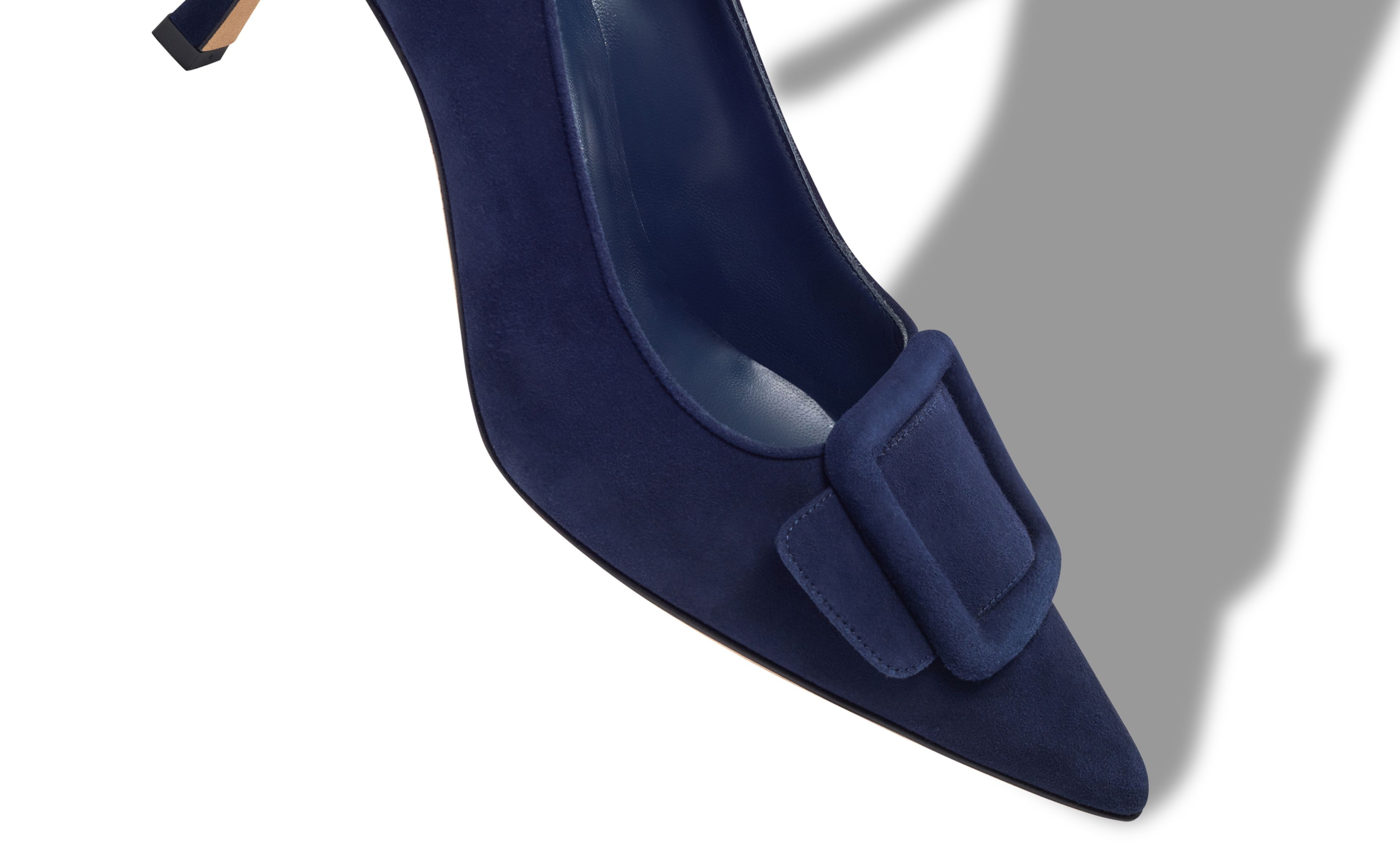 Navy Blue Suede Buckle Detail Pumps - 4