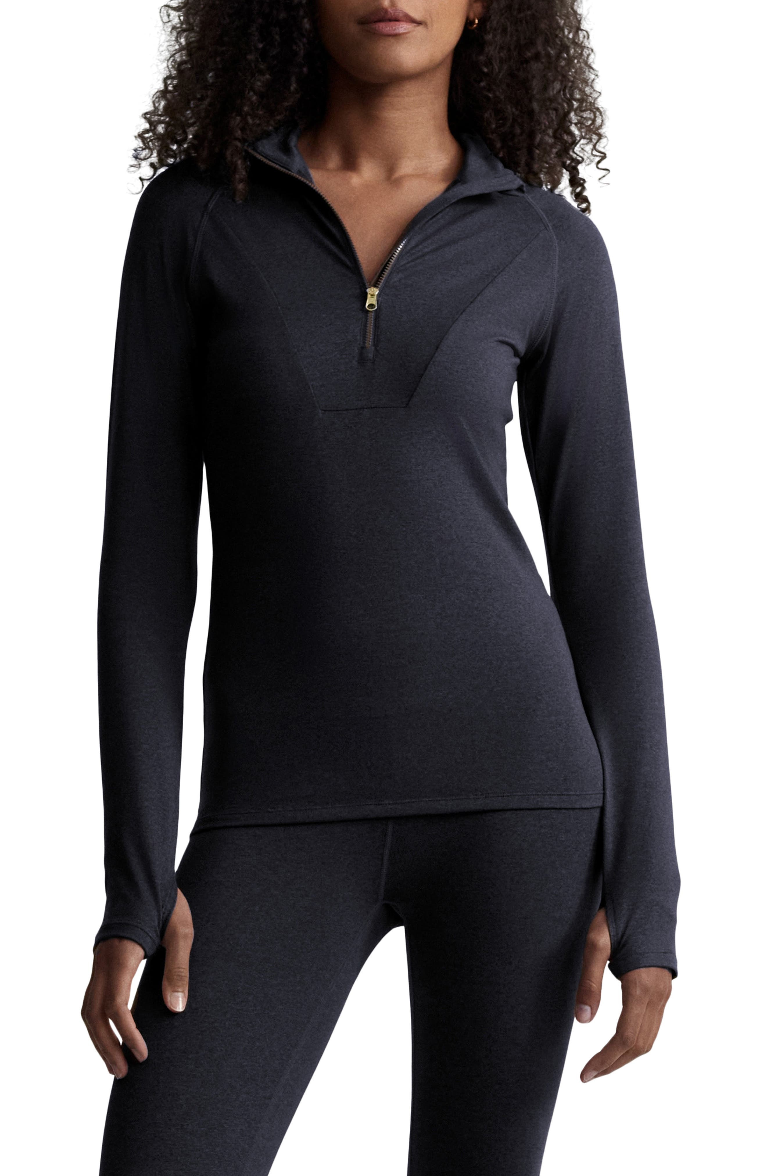 Varley Always Warm Base Layer Half Zip Top in Black Marl at Nordstrom - 1