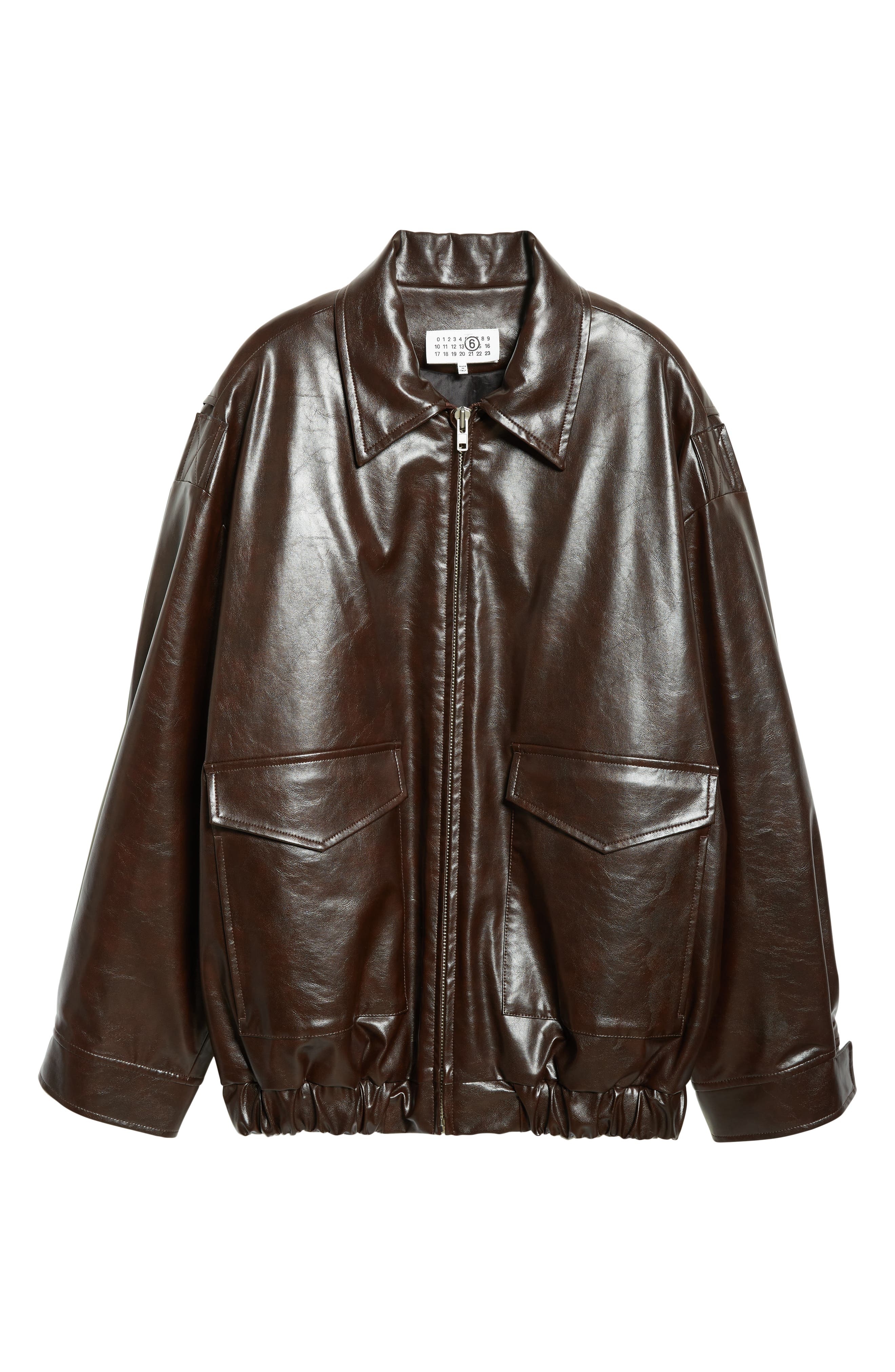 MM6 Maison Margiela Faux Leather Jacket in Burgundy at Nordstrom - 7
