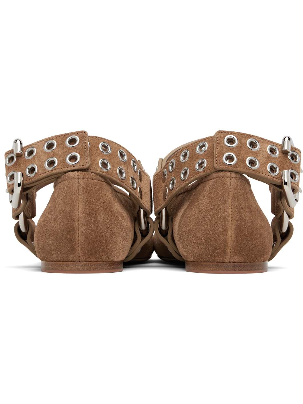 Brown Biker Ballerina Flats - 2