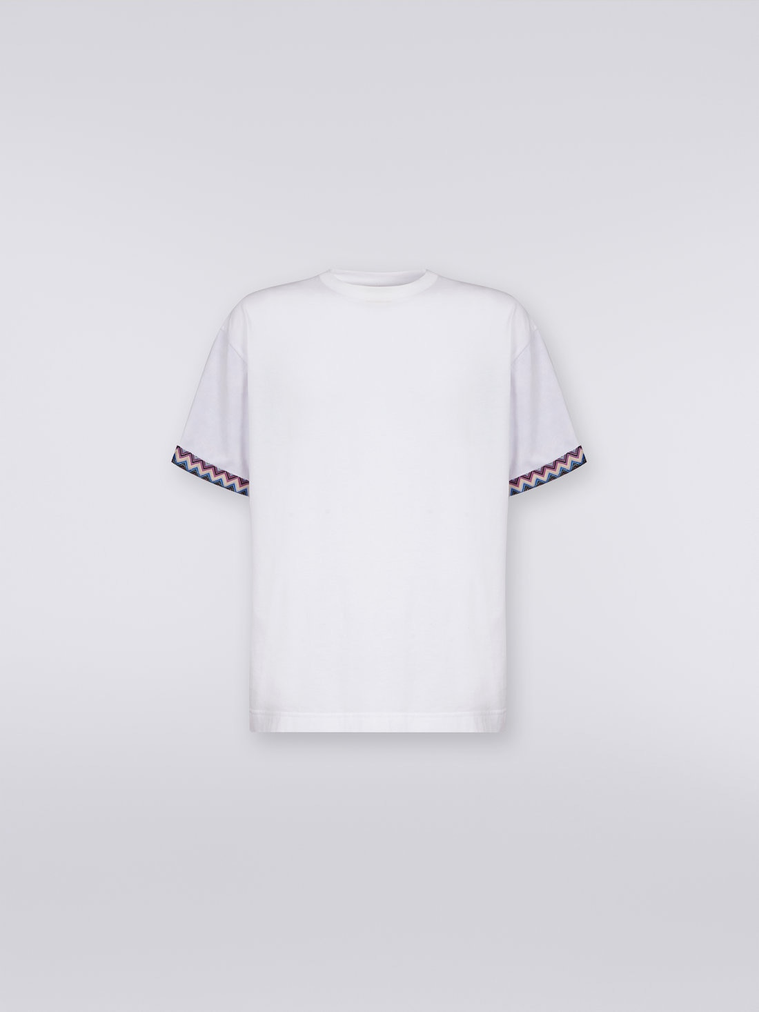 Cotton jersey T-shirt with zigzag turn-ups - 1