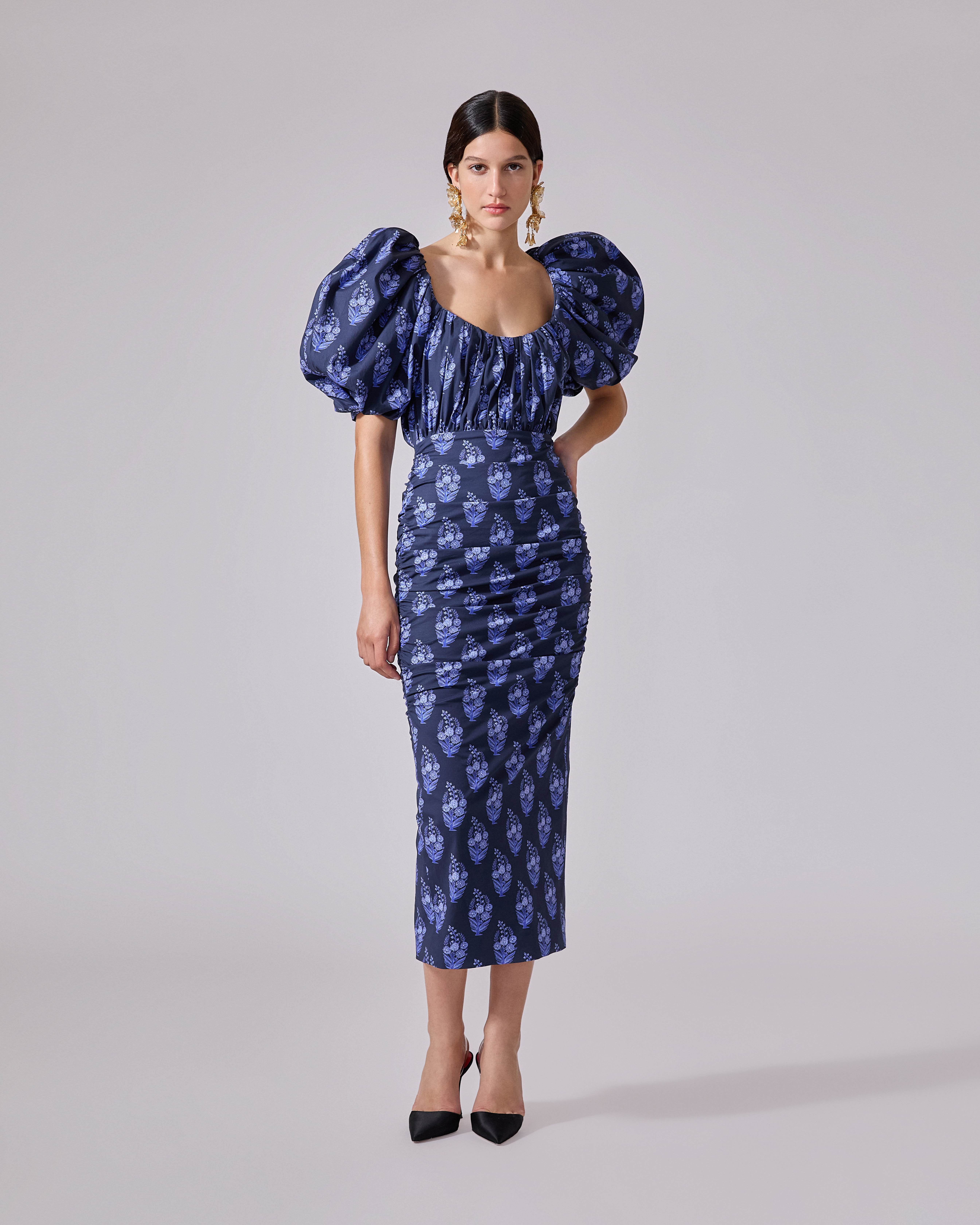 Floral Block-Print Midi Dress - 2