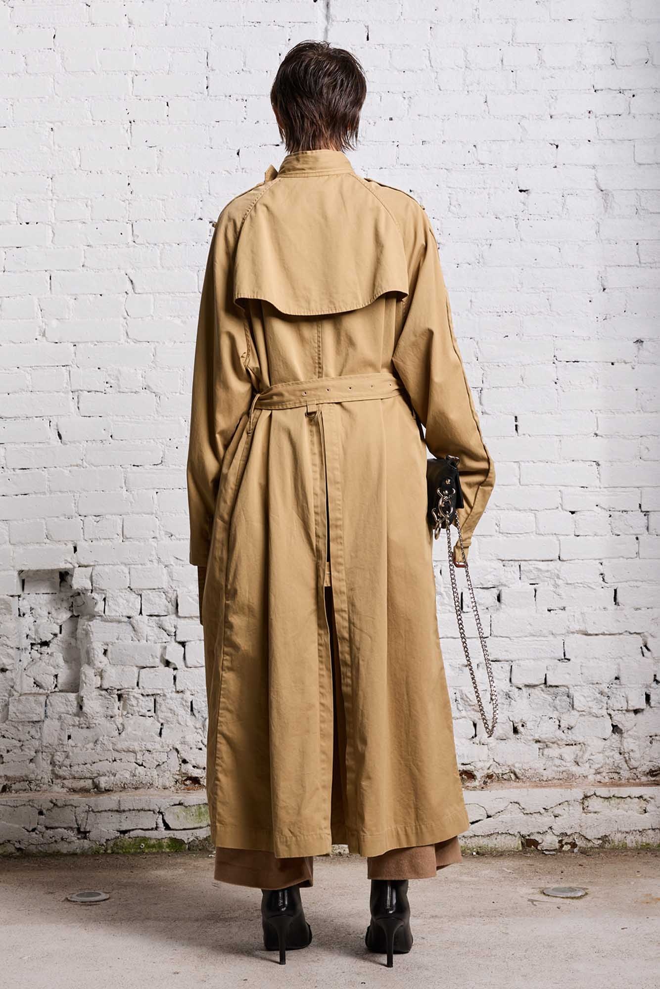 OVERSIZED DECONSTRUCTED TRENCH COAT - KHAKI - 7