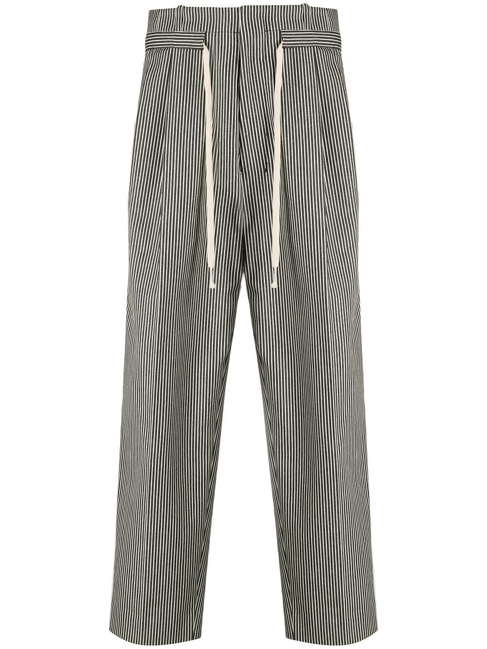 drawstring waist striped trousers - 1