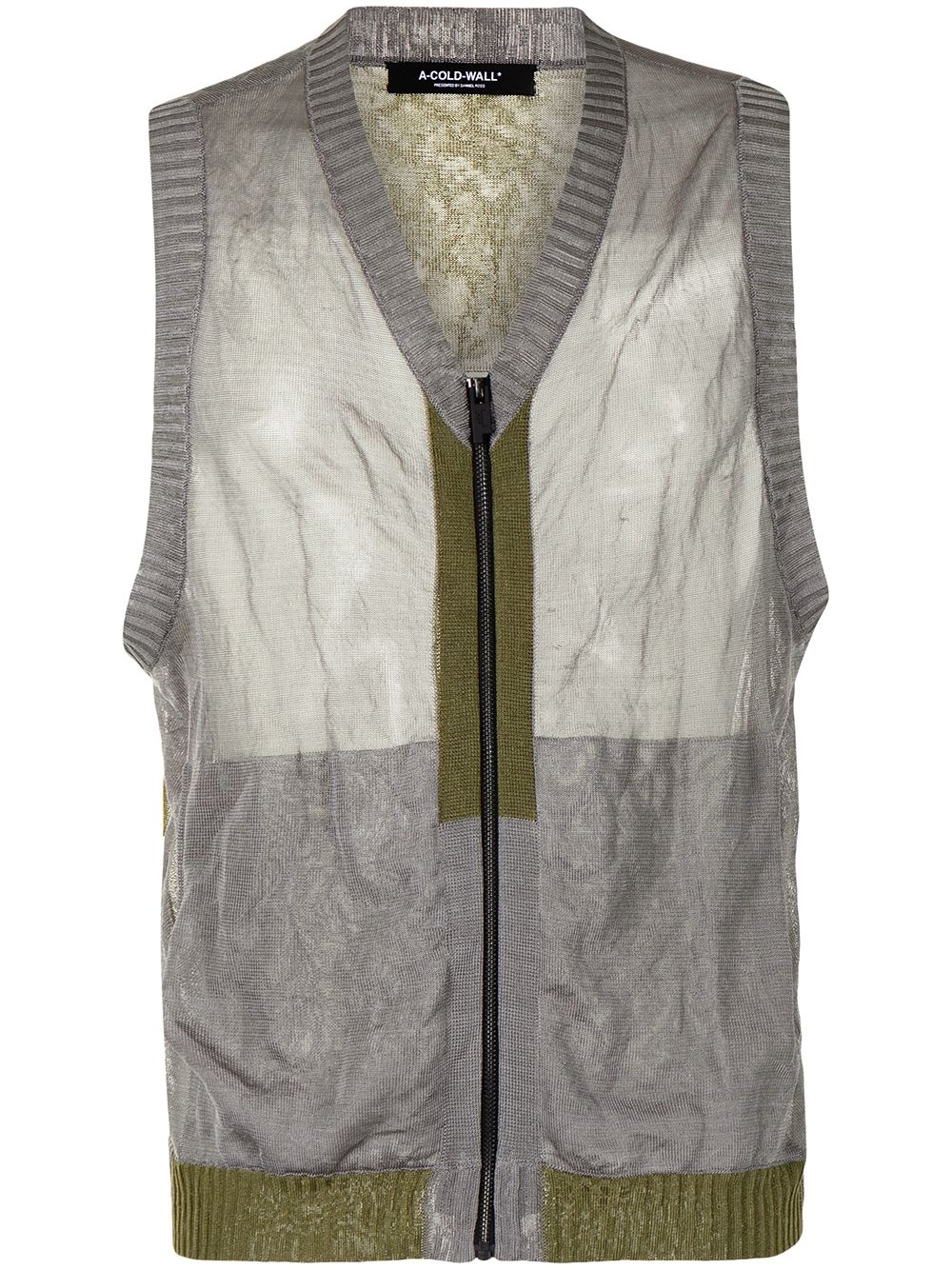 rib-trimmed zipped gilet - 1