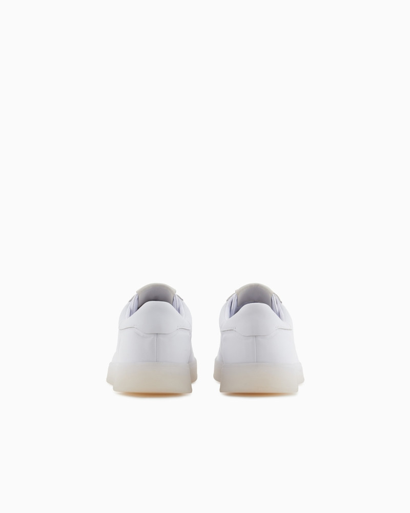 EMPORIO ARMANI LEATHER SNEAKERS WITH SEMI-TRANSPARENT SOLE outlook