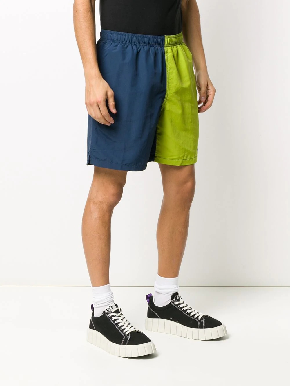 two-tone logo print track shorts - 3